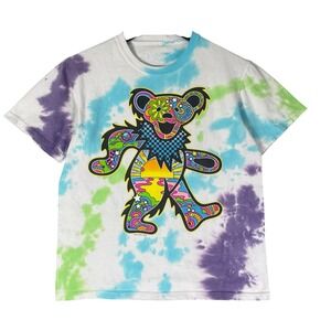 Grateful Dead Dancing Bear Tie Dye Shirt Mens Small Liquid Blue Graphic Tee